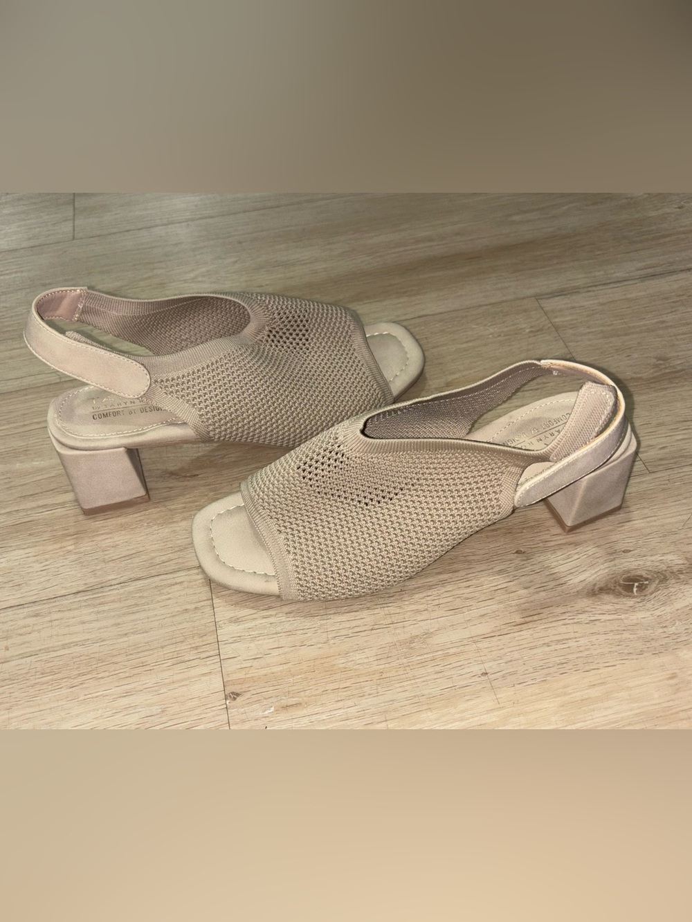Comfort Knit Slingback Block Heels in Nude